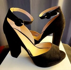 Sun + Stone Women's Reeta Peep Toe Block Heel Platform Sandals - Black, Size 9 W